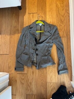 Armani Collezioni Gray Herringbone Peplum Blazer